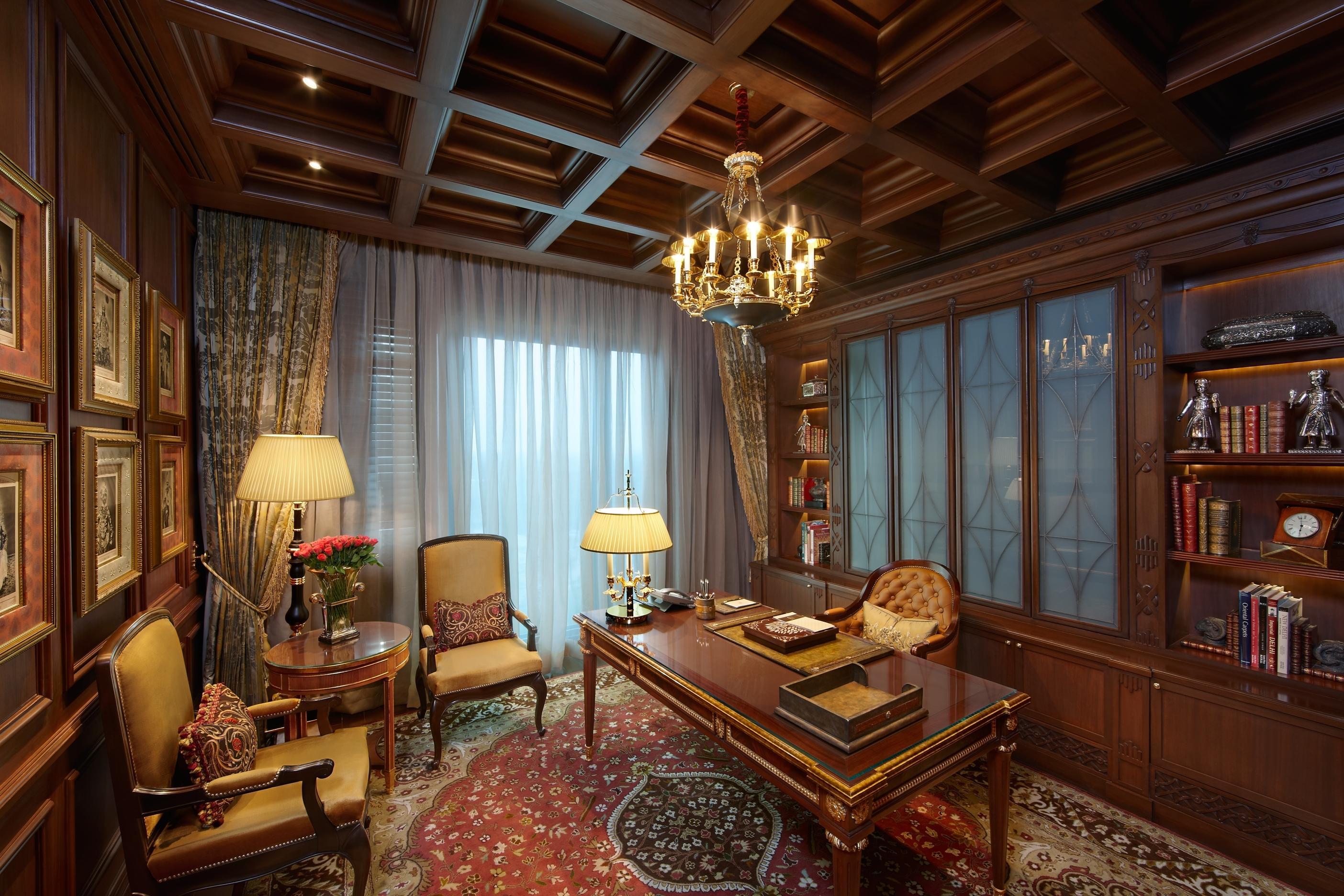 The Leela Palace Nuova Delhi Esterno foto 3D interior rendering of a study room